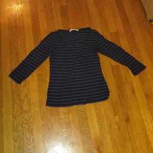 Grunge Y2K navy blue and black striped long sleeve shirt from max studios med